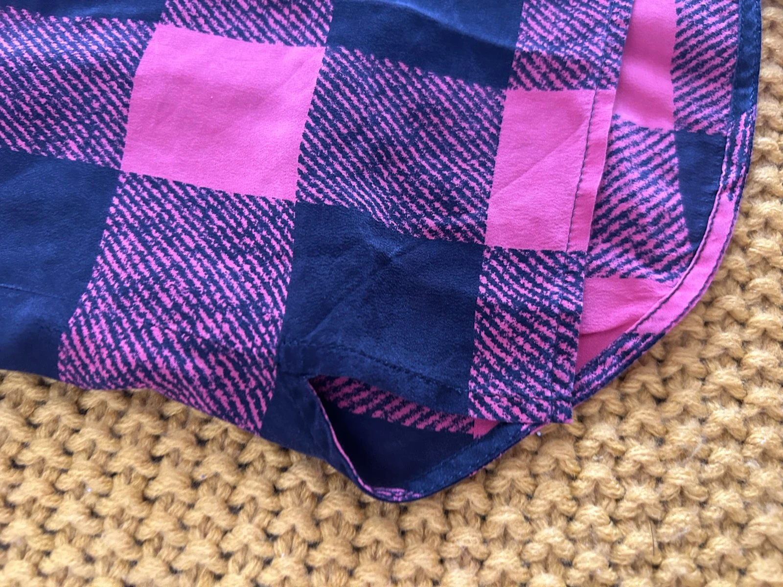 Camisa de seda a cuadros y detalles de terciopelo Sandro – Talla 1 (36) – photo 7